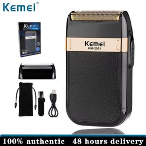 Kemei Professional USB Charging Electric Shaver Mens Leather Waterproof Shaver