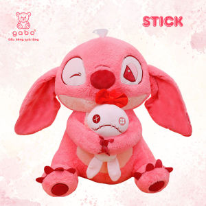 gấᴜ Bông stich ngồi cầm búp bê stick hồng siu ngọt ngào hàng đẹp y hình K7T2