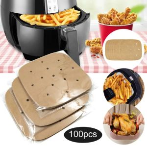 Air Fryer Paper Disposable Steamer Liners Kitchen Bakeware Papers Steaming Mat Oil-absorbing Paper Non Stick Perforated Baking2026