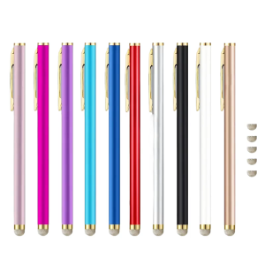 Gold Clip Styluses Pen Replaceable Conductive Head Touchscreens Devices Support Metal Construction Ergonomic Design