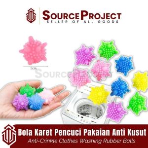 Bola Karet Pembersih Pencuci Pakaian Baju Anti Kusut Washing Laundry Ball Silicon | Source Project