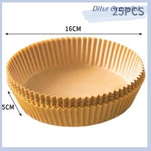 Ditur 25 50pcs Air Fryer Disposable Paper Liners Basket Non-Stick Oil-Proof Parchment Round Airfryer Baking Paper Kitchen Accessories