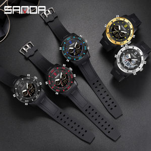 Top Brand SANDA Mens Watches Sport 2Time LED Display Military Digital Waterproof Alarm Watch Waterproof Stopwatch Clock