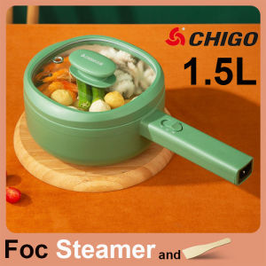 Chigo 1.5L 2 Level Power Mode Convenient Portable Multi-functional Electric Cooker Fry Cooking Pot Rice Cooker Hot Pot With Steamer