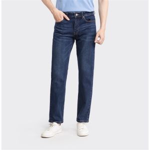 Quần jeans aristino màu xanh chàm đậm regular fit AJN03602