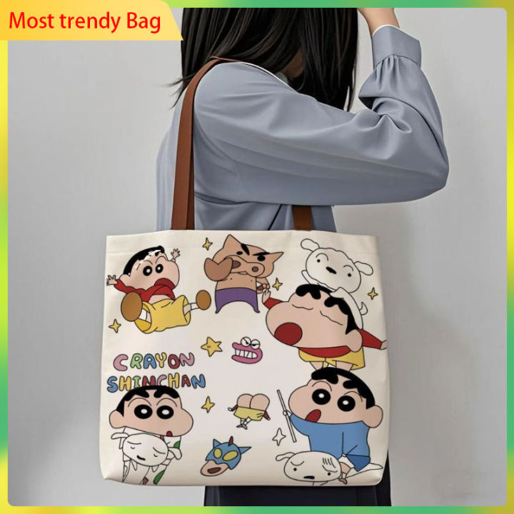Cartoon Crayon Shin Chan Tote Bag For Women Kid Japanese Fashion Canvas ...