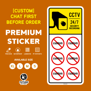 CCTV No Smoking Helmet Camera Outside Food Pet Dog Trolley Cart Prohibition COMBO. Sticker Sign Notice Signage [CUSTOM]