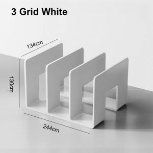 WORKWELL Book Stand Acrylic Bookend Divided Desktop Book Organizer Storage Box Mini Bookshelf for A4 Paper CD Book