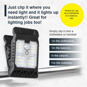 Solar Sensor Outdoor Clip Light Portable Tent Light Sunlight Powered Motion Sensor LED Light For Camping Garden Balcony