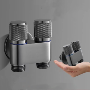 DOUBLEL Universal Interface Double Outlet Valve Space Saving Knob Type Flow Quick Control Hand Anti-corrosion Water Saving Shower Head Valves Bathroom