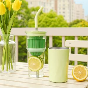 PELLETIZING 650ML 2 in1 Cooling Storage Glass 2 Layer Large Capacity Straw Cup Portable Stainless Steel Insulated Cup Drinkware