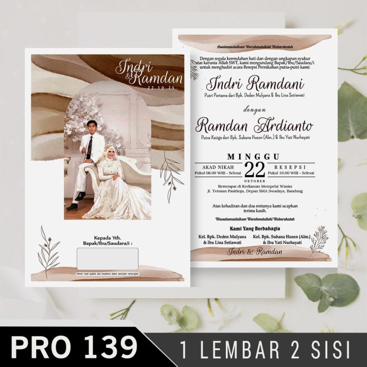 (50 PCS) PRO 139 1 Lembar 2 Sisi - Cetak Undangan Pernikahan Murah