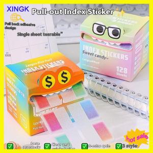 XINGK 128Sheets box Drawer-style Pull-out Pearlescent Paper Sticky Transparent Colorful Marking Notes Memo Pad Note Marking Supplies