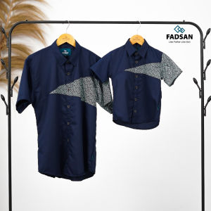 Baju Kemeja Koko Batik Couple Ayah dan Anak Laki Laki Lengan Pendek Splash Series Fadsan