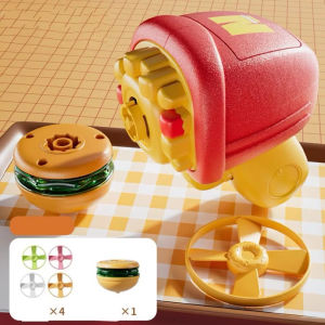 Ready Stock] Hamburger UFO Gyro Launcher Toy Glowing Bamboo Dragonfly Flying Disc for Kids Gift