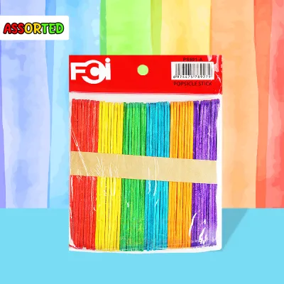FCI Popsicle Stick 50pcs Wooden Popsicle DIY Craft Wooden Stick Color Handicraft Model Handmade Material For Student Use