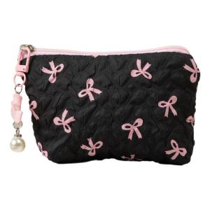 Stylish Polyester Bowknot Makeup Bag for Women Portable Travel Cosmetic Organizer Toiletry Bags For Daily Use