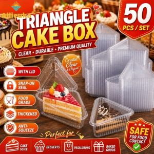 Allieuka 50Pcs Mini Cake Boxes Disposable Clear Food Grade Plastic Triangular Box for Cheesecake Slice Pie