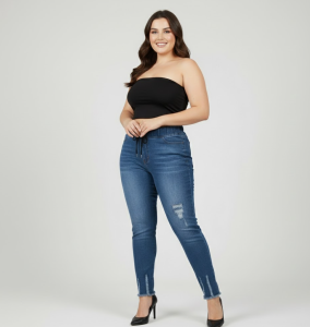 GARTERIZED JOGGER PLUS SIZE STRECHABLE TATTERED PANTS