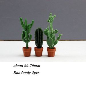 PURETEN 3pcs Multistyles Dollhouse Miniature Potted Plant 1:12 Mini Green Leaves Plant Pot  Bonsai Garden Home Model Doll House Accessories