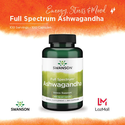 Ashwagandha Swanson 450mg - 100 Gélules Végétales - Complément Anti-Stress - Neuf