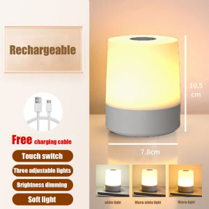 Kebidumei Led Night Lamp 2400Mah 3 Modes Touch Desk Lamp USB Charging Night Light Ambient Light Adjust Sensor Smart Bedroom Atmosphere Light Kids Gift