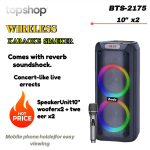 BTS-2175 10X2 inch Wireless Subwoofer Bluetooth Speaker with Rechargeable Wireless karaoke Mic