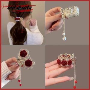[minnan] กิ๊บติดผมไข่มุกพู่ประดับพลอยเทียมแฟชั่นกิ๊บหนีบผมดอกไม้สำหรับผู้หญิงกิ๊บติดผมหางม้าเครื่องประดับผมของขวัญ