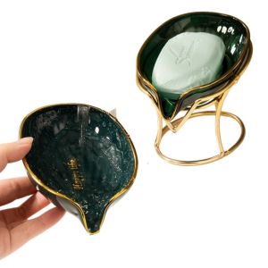 Self Draining Soap Rack with Metal Base Luxurious Design Nordic Style Shower Bathroom Drain Soap Rack