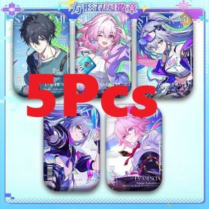 5Pcs/Pack Evanescia Silver Wolf LV.999 Dan Heng • Permansor Terrae March 7th Evernight Double Flash Square Badges Pin Set Anime Game Collection Gift