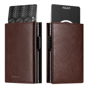 VULKIT-Mens Card Holder Wallet Pop Up Wallet Magnetic Closure RFID Blocking Trifold Leather Wallet-VC308