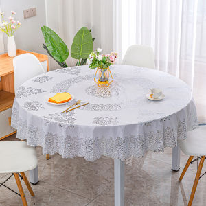 Round Tablecloth Christmas Bronzing PVC Table Cloth Festival Household Dining Table Tablecloth Round Waterproof & 0ilproof Table Classic Table Cover Protector