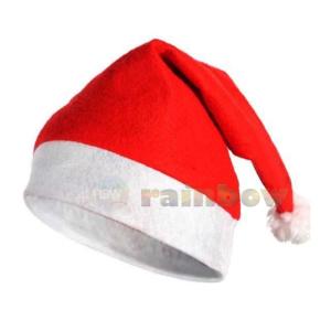rainbow Topi Natal Dewasa Flanel Polos Merah Topi Pria Wanita Santa Klaus Topi Sinterklas Murah