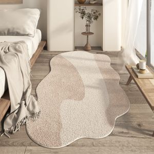 HUNIU Cream Style Bedroom Rug Soft Minimalist Bedside Carpet Comfortable Absorbent Decorative Floor Mats Bedroom