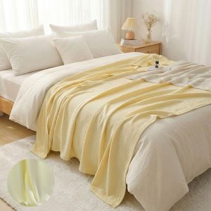 LZHDP MALL Rhomboid Pattern Summer Cooling Blanket Bamboo Fiber Thin Air-Conditioning Comforters Household Skin-friendly Summer Quilt Afternoon Nap