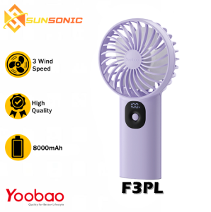 Yoobao F3PL 8000mAh Portable Mini Hand Held Comfy and Cool Fan Type-C Input 3 Speed Gears with Digital Power Display