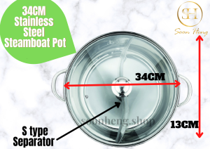 32cm / 34cm Steamboat Pot with Glass Lid – Multi-Purpose Hotpot Cooke