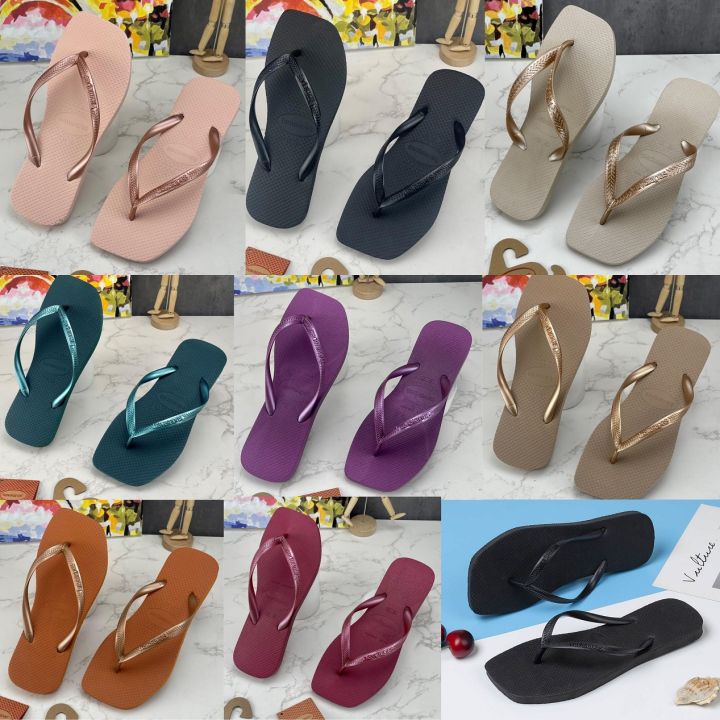 New Best seller Hvainas Fashion Slim Square Flip Flops Plain Slipper for women