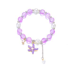 Oceanic Bead Bracelet Elegant Shell Starfish Charm Wristband Handmade Wrist Accessory For Everyday Wear