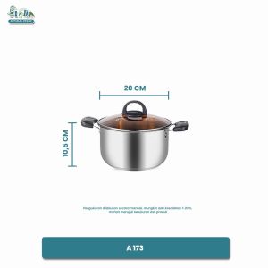 Sinda Panci steam pot Stainless Tutup kaca Coklat panci Sup sop 20/22/24/26 cm