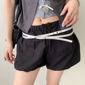 OEUVR PU Leather Rivet Belt Gothic Spicy Girl Punk Waistband Trend Metal Long Double-layer Belt