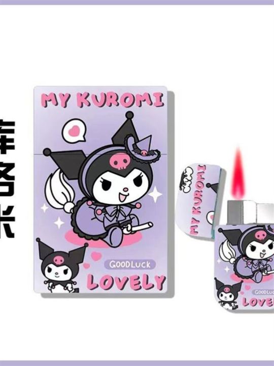 Online celebrity cartoon Pochacco Kuromi cigarette case 20 sticks with  lighter powder flame windproof to send boyfriend girlfriends gifts