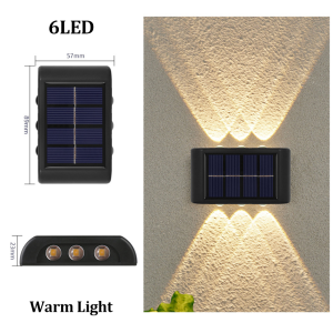 10LED Lampu Taman Tenaga Surya Lampu Dinding Sensor Otomatis Tahan Air 2pcs Luar Ruangan Lampu Atas dan Bawah Lampu Pagar Dekorasi Natal untuk Halaman Villa Koridor Teras Lanskap Putih Hangat