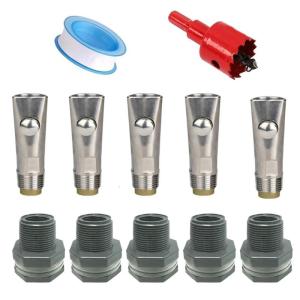 5Pieces Stainless Steel Pig Watering Nipples with LeakProof Design Easy Installation for Farm Livestock Watering Use