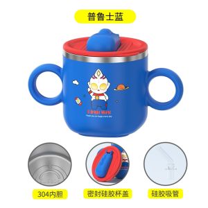 MUG GELAS ANAK KARAKTER SEDOTAN STAINLESS STEEL 304 / MUG LUCU / CHILDREN’S STRAW CUP / CHILDREN’S LEAK-PROOF CUPS / STRAW MUG