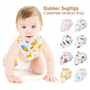 Celemek Makan Bayi Model Segitiga Slabber Bayi Motif Karakter