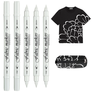 ปากกาวาดผ้าปลายสองชั้นหมึกจางทนทานสำหรับโครงการงานฝีมือการออกแบบแฟชั่นและการตกแต่งผ้า5ชิ้น