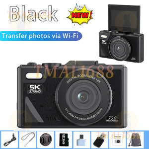 [✅Sg Ready Stock] New 3-inch Flip-screen WIFI Data Camera 7500P Digital Camera Video Camcorder 5K Photo18X Zoom Anti-shake