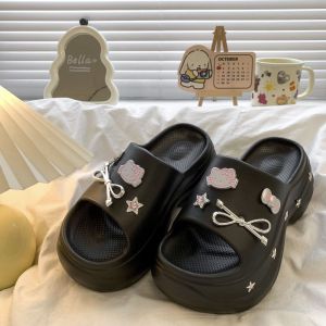 [Free Shipping] Cute Thick-Soled Slip-On Sandals For Women Summer Outdoor Wear 2026 New Style Height-Increasing Perforated Sandals Beach Sandals