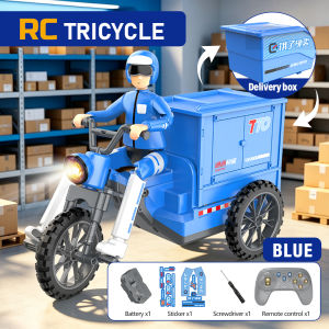 RC Tricycle Express Delivery Vehicle Car 2.4G Remote Control Tricycle Model Electric Toys For Kids